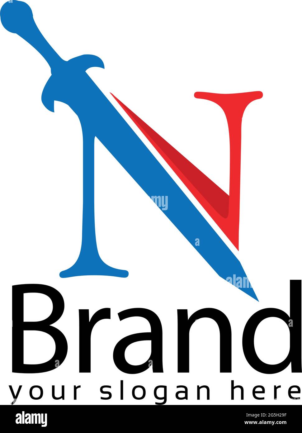 Sword Letter n Logo. Vector Illustration on white background Stock ...