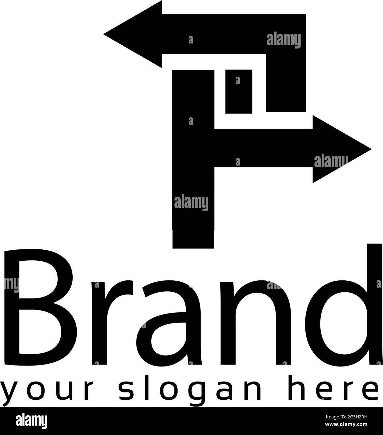 Letter p logo with arrow, p initial, flat design. technology logo Stock