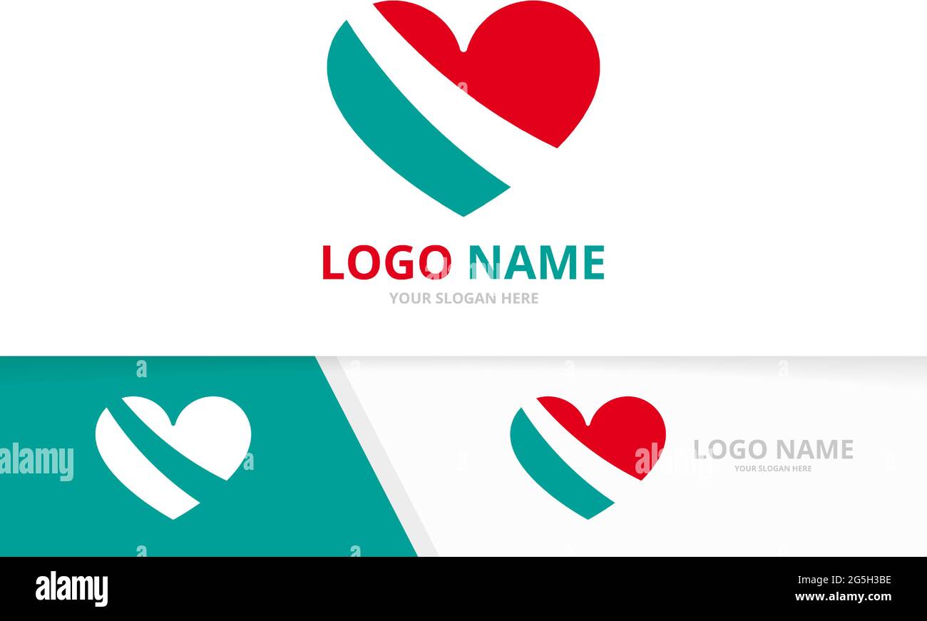 Heart, love logotype combination design template. Logotype for clinic, medical center business card Stock Vector