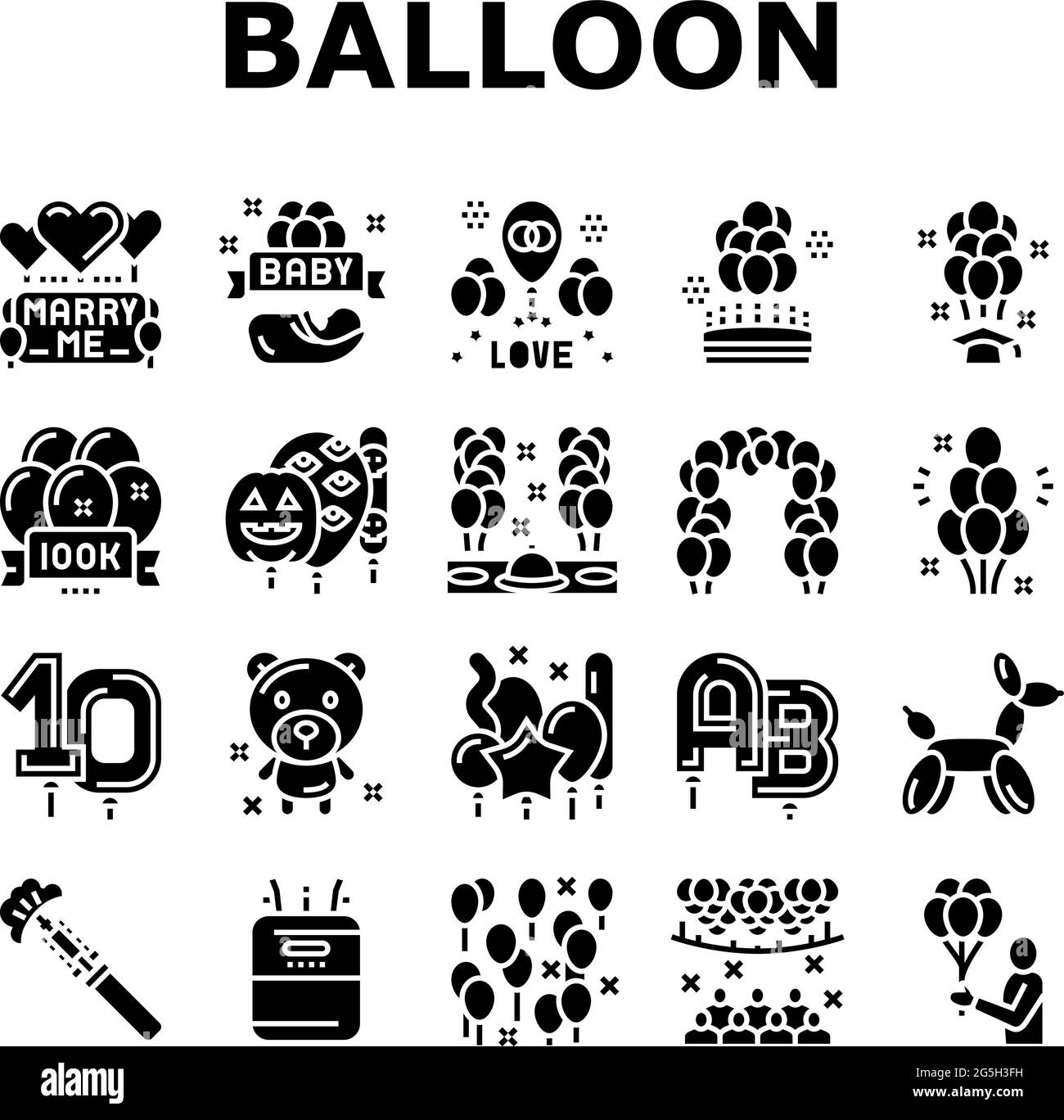 Balloon Decoration Collection Icons Set Vector Stock Vector Image & Art ...