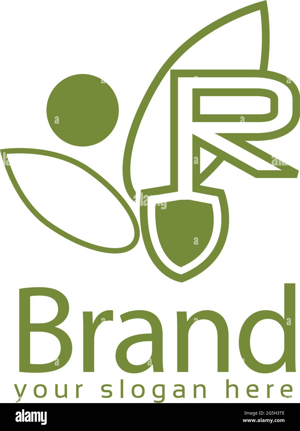 Letter r with green leaf on white background. Logo Design Template ...