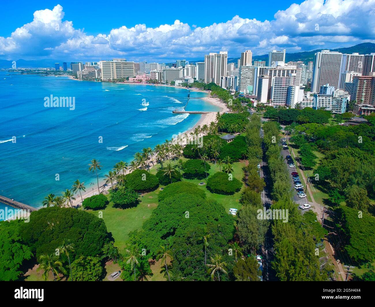 Waikiki beach honolulu from drone hi-res stock photography and images ...
