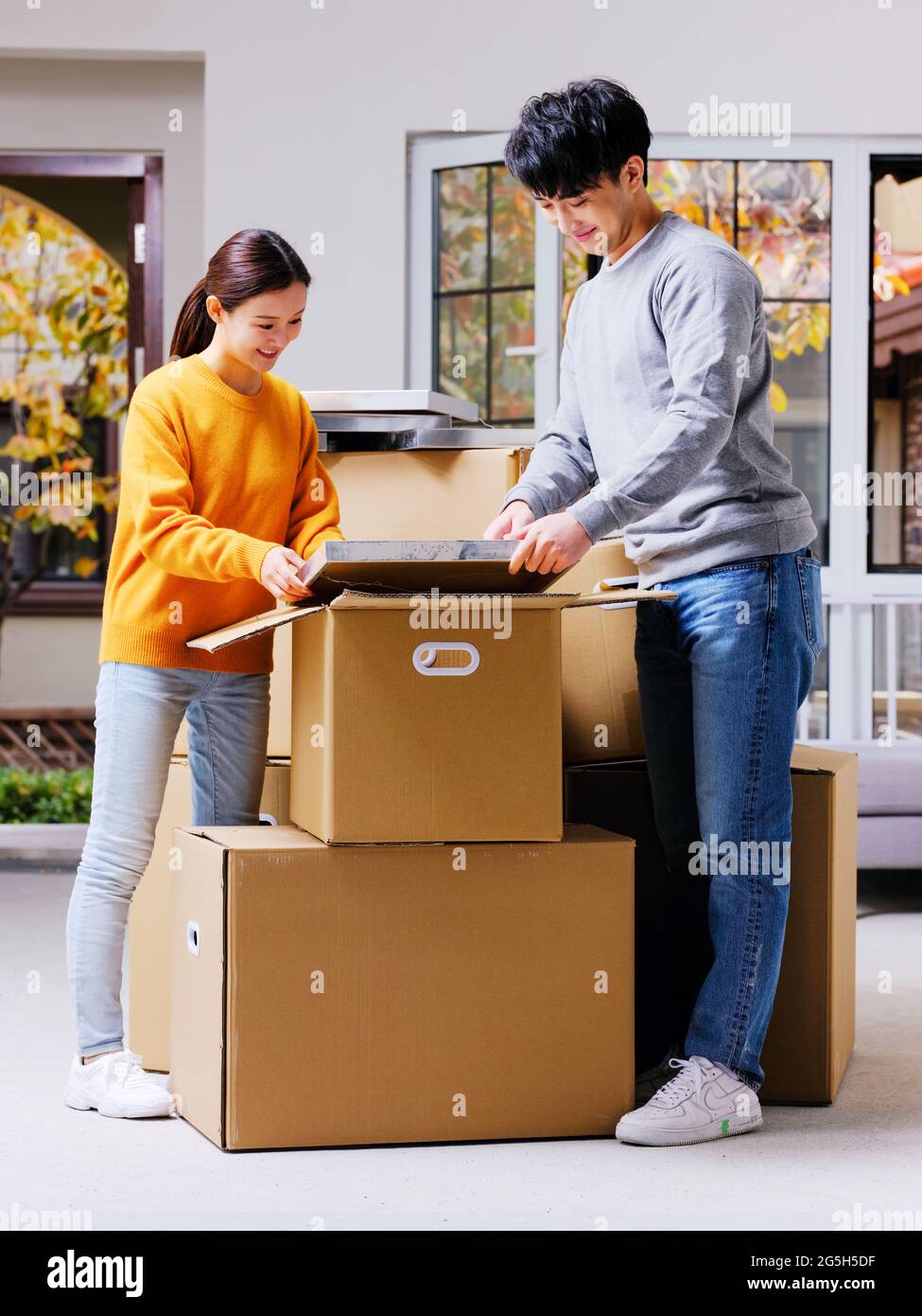 A Young couple move high quality photo Stock Photo