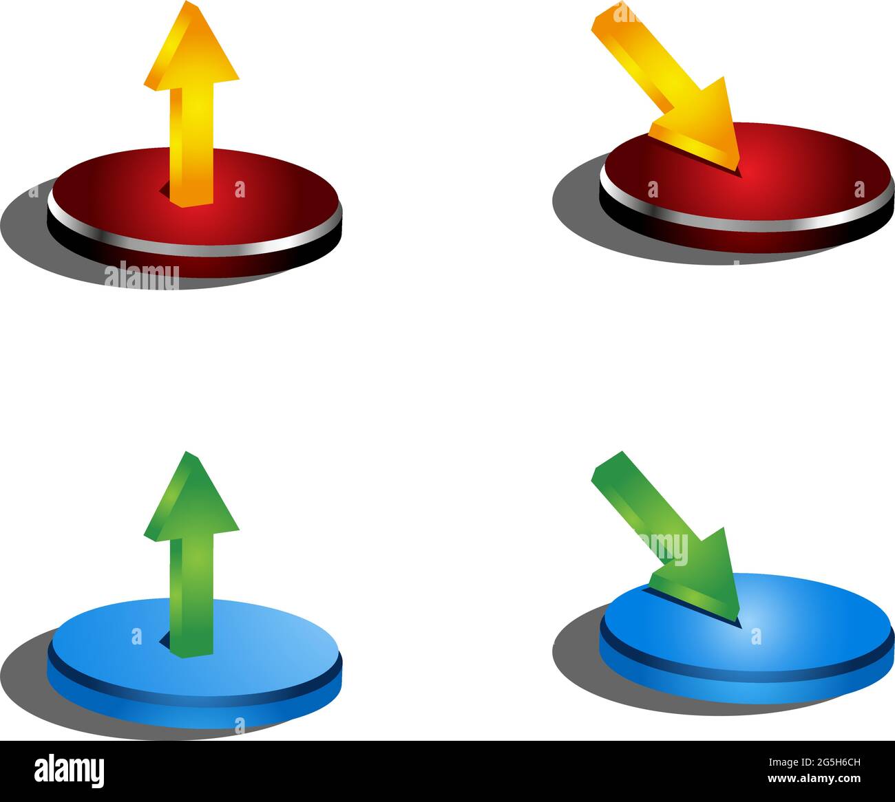 Upload and download buttons with arrow, vector. Stock Vector