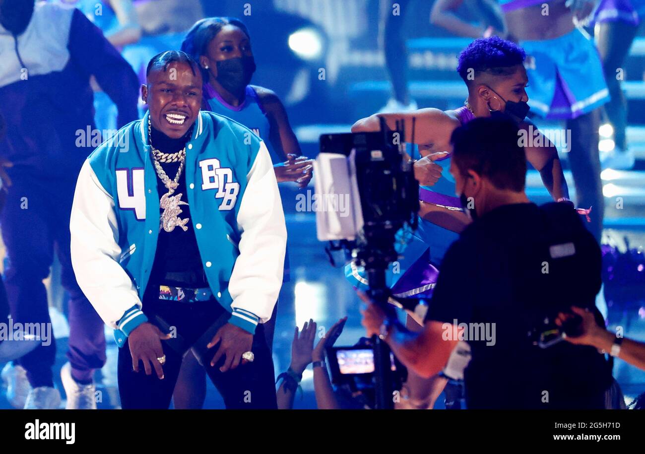 DaBaby performs during the BET Awards at Microsoft theatre in Los