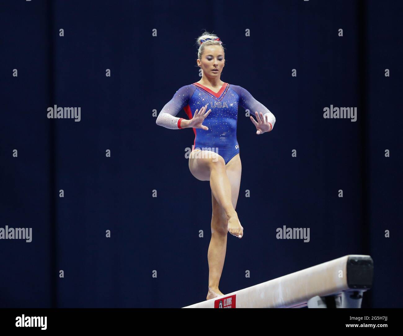 St Louis Usa June 27 2021 Mykayla Skinner Performs On The Balance Beam During Day 2 Of The 