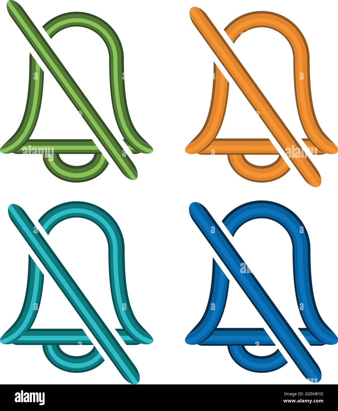 Colorful no bell set icons, flat design Stock Vector