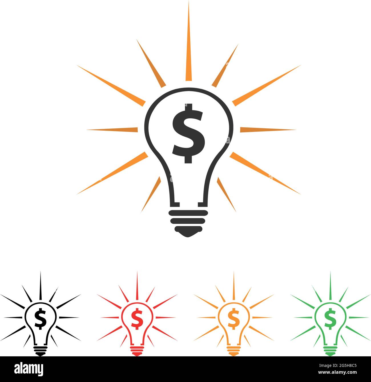 Lamp and dollar icon. Flat design. Creative illustrations increase earnings Stock Vector