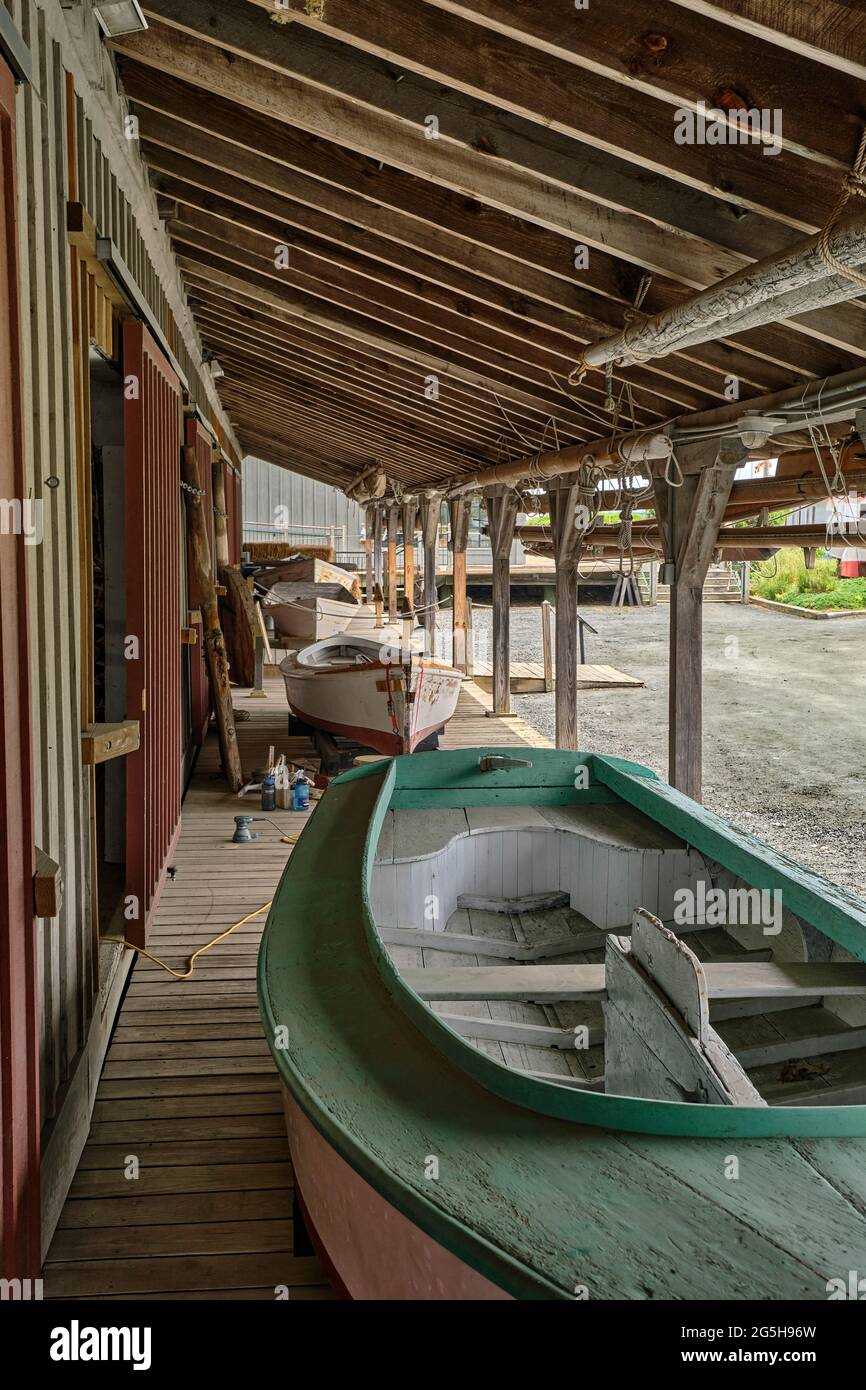 Small boat shed. Chesapeake Bay Maritime Museum, St. Michaels, MD Stock
