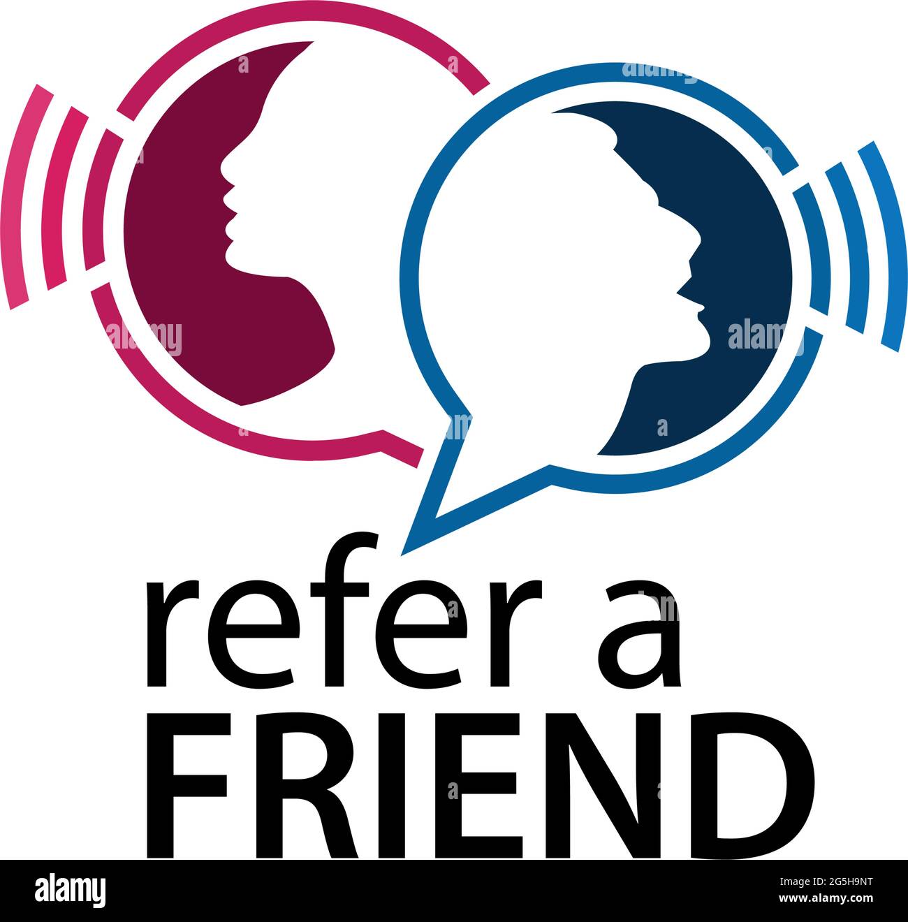 Refer a friend with people icon. Flat vector illustration on white background Stock Vector Image