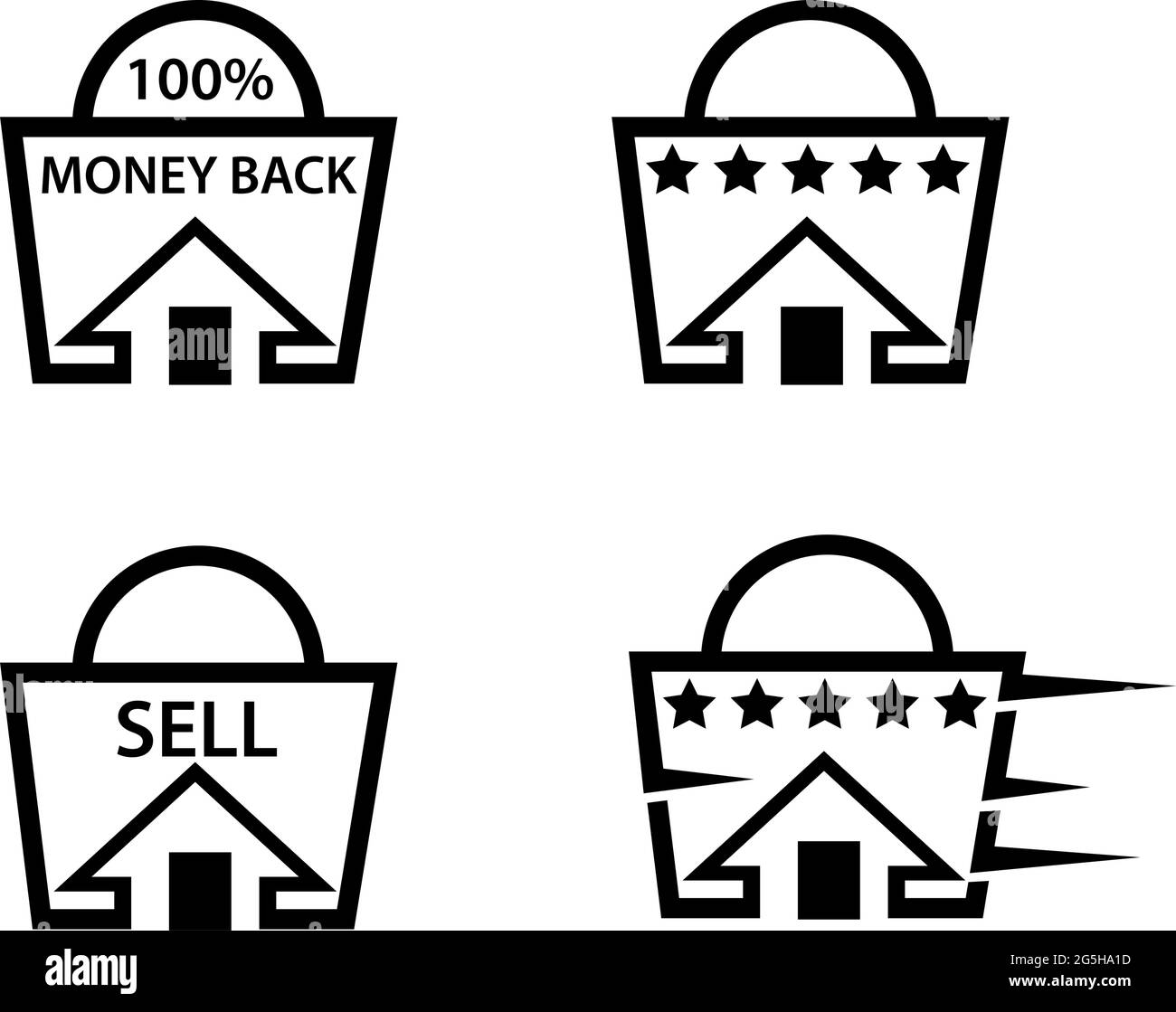 Home buying and selling icons, flat design Stock Vector