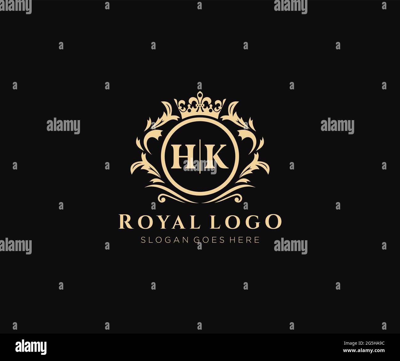 HK Letter Luxurious Brand Logo Template, for Restaurant, Royalty, Boutique, Cafe, Hotel, Heraldic, Jewelry, Fashion and other vector illustration. Stock Vector