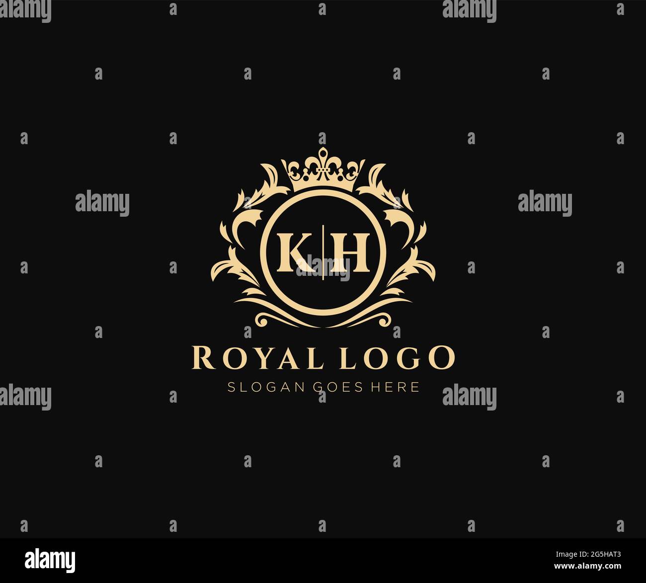 KH Letter Luxurious Brand Logo Template, for Restaurant, Royalty ...