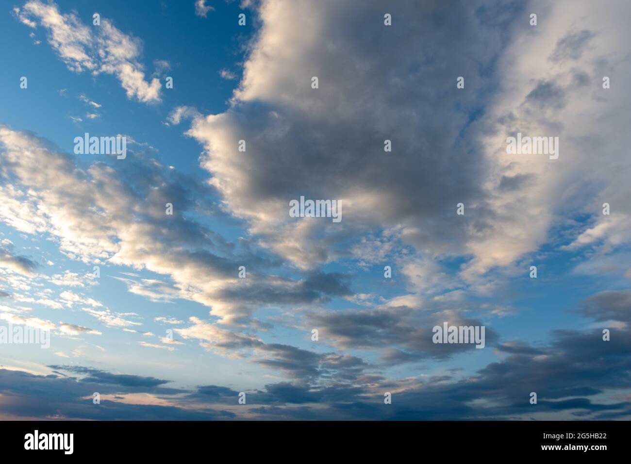 Dramatic sky with stormy clouds. Blue sky with fluffy white clouds ...