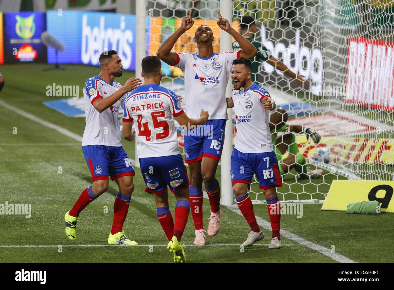 Luiz Otavio of Bahia Celebrates his goal (1-1) during the Brazilian  National league (Campeonato Brasileiro) football match between Palmeiras v  Bahia at Allianz Parque formerly known as Palestra Italia in Sao Paulo