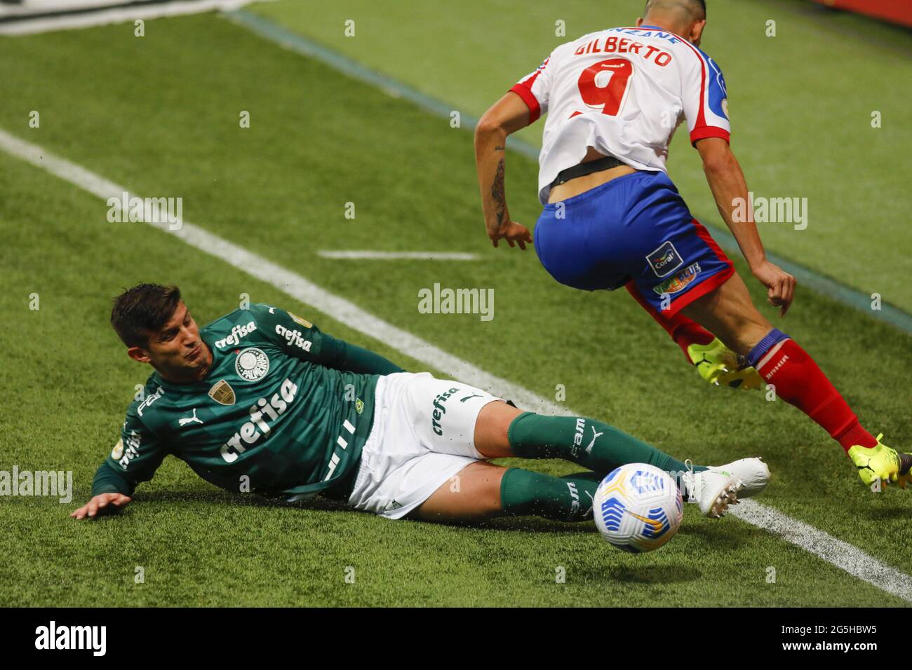 Luiz Otavio of Bahia Celebrates his goal (1-1) during the Brazilian  National league (Campeonato Brasileiro) football match between Palmeiras v  Bahia at Allianz Parque formerly known as Palestra Italia in Sao Paulo