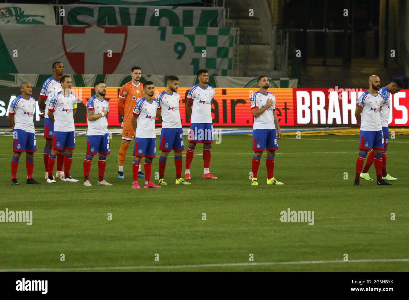 Luiz Otavio of Bahia Celebrates his goal (1-1) during the Brazilian  National league (Campeonato Brasileiro) football match between Palmeiras v  Bahia at Allianz Parque formerly known as Palestra Italia in Sao Paulo