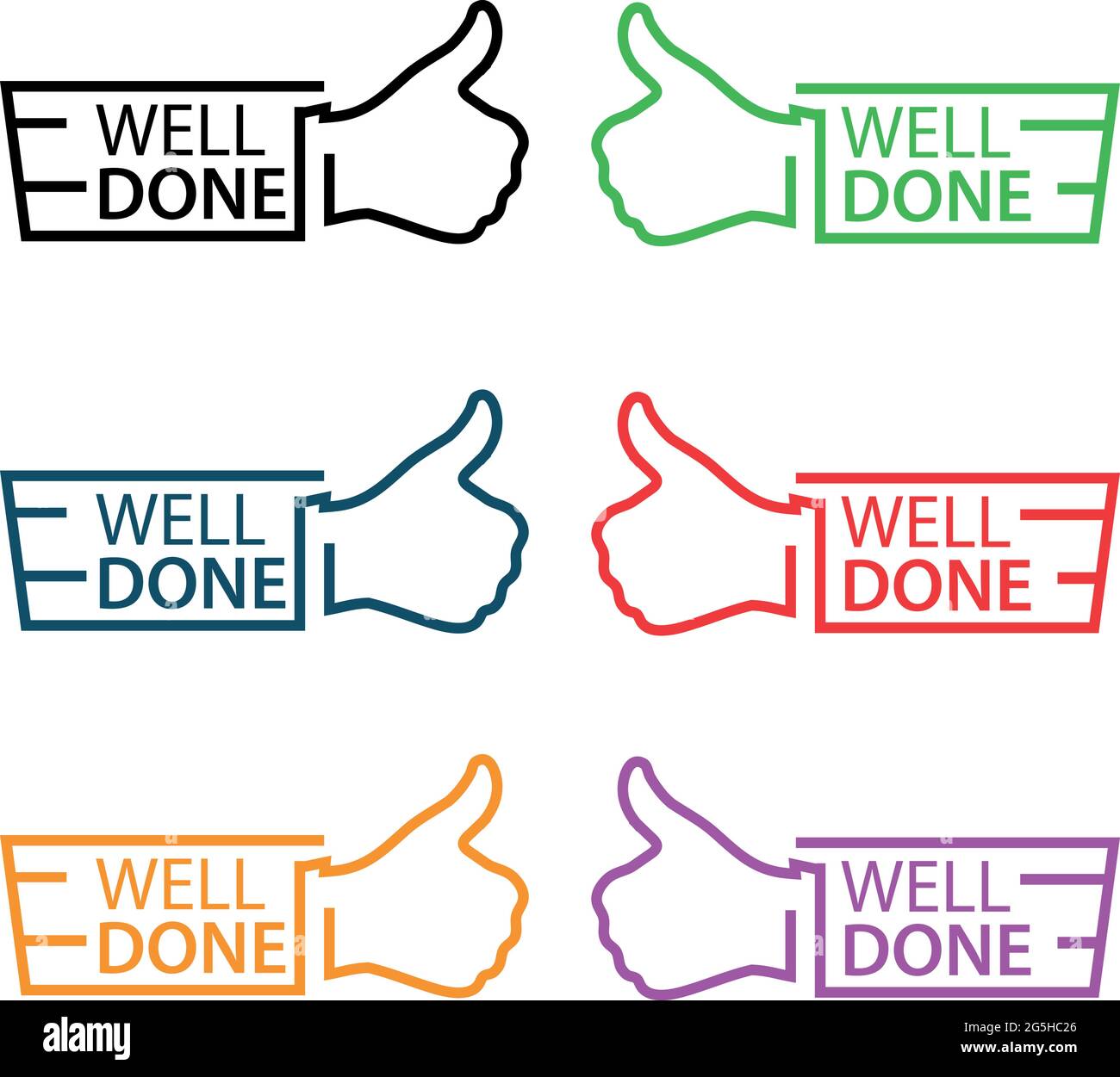 Well done with thumb. Flat vector illustration on white background. Stock Vector