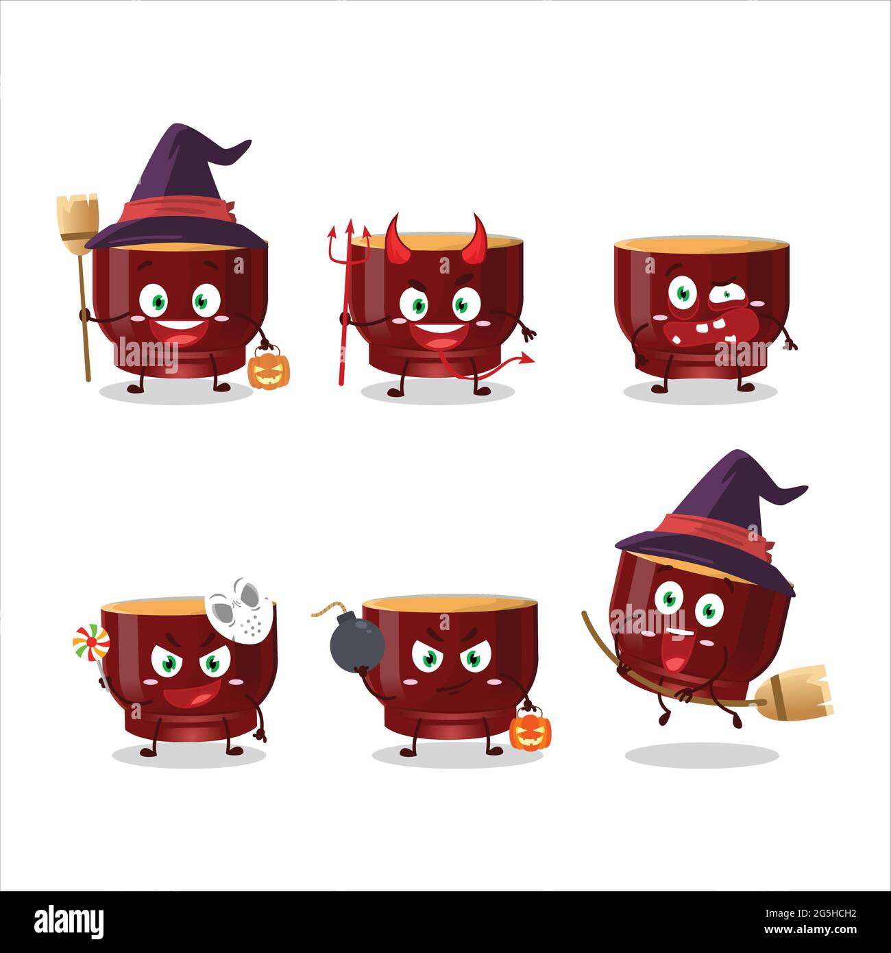 Halloween Expression Emoticons With Cartoon Character Of Kava Drink Vector Illustration Stock 