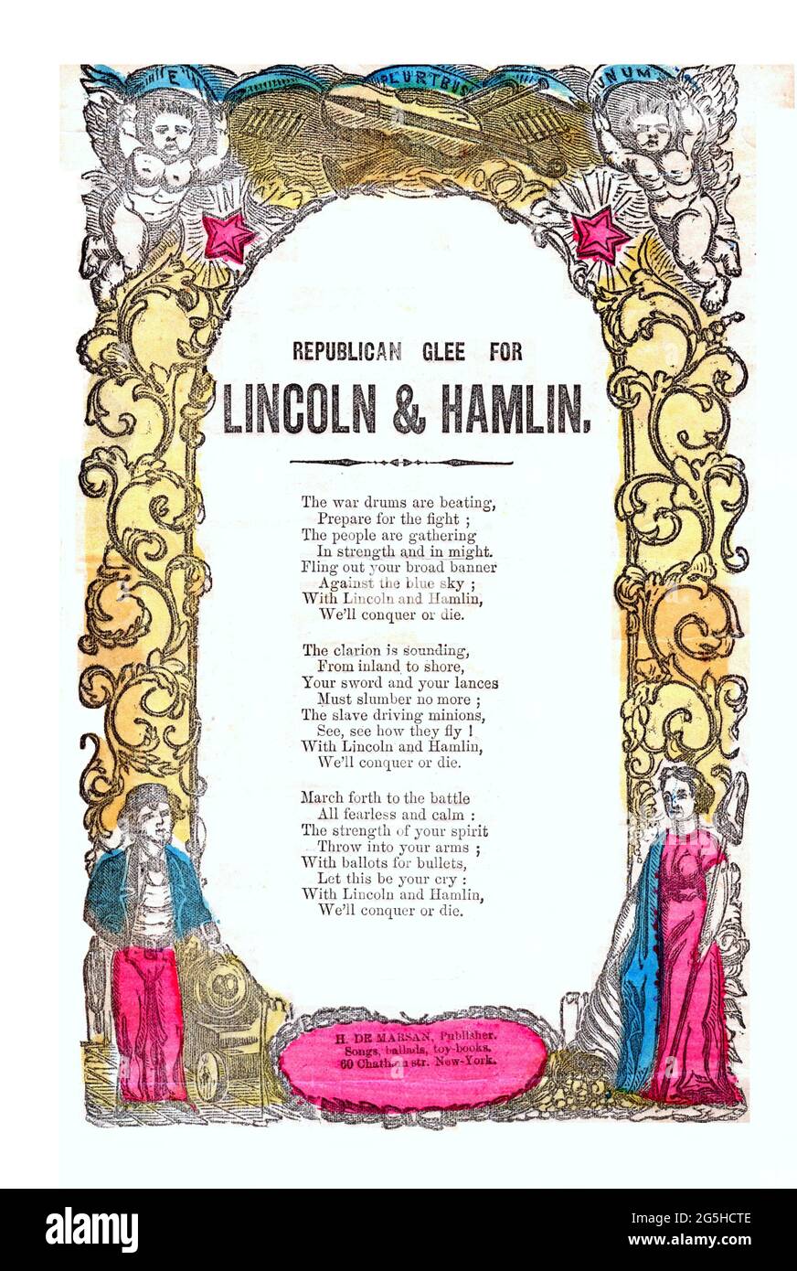 Republican Glee for Kincoln & Hamlin, 1860 song sheet Stock Photo