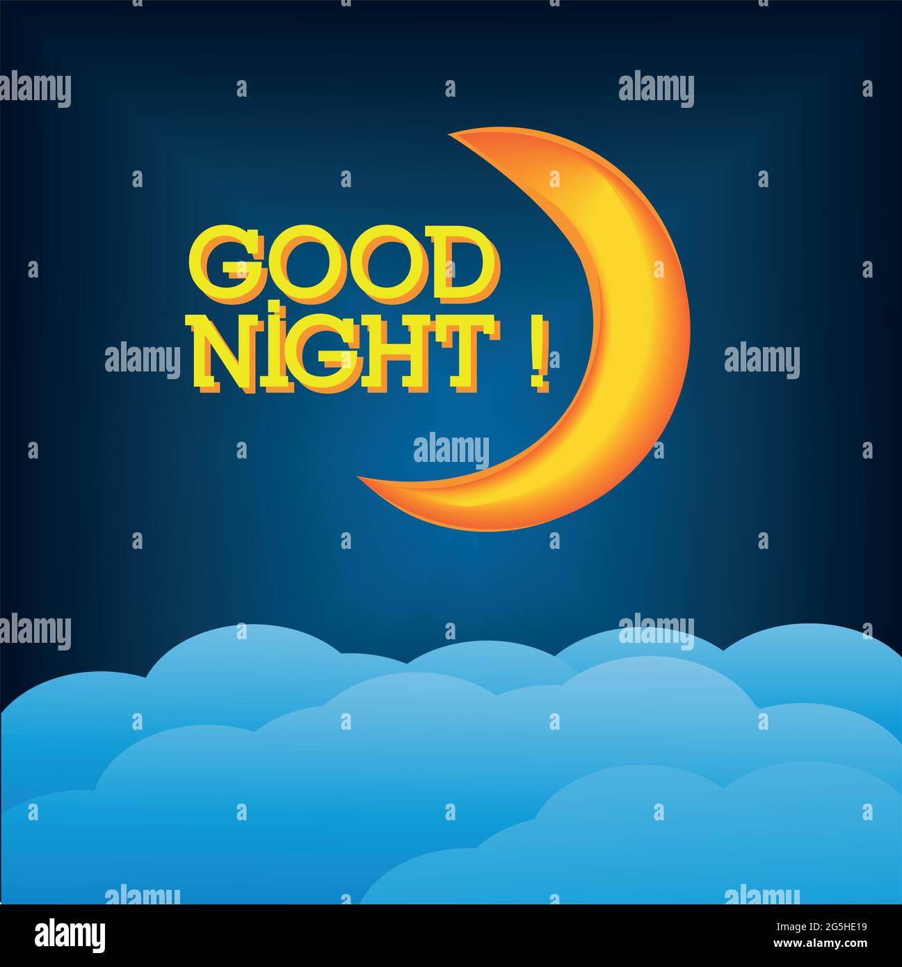 Good night with crescent moon illustration vector design Stock Vector