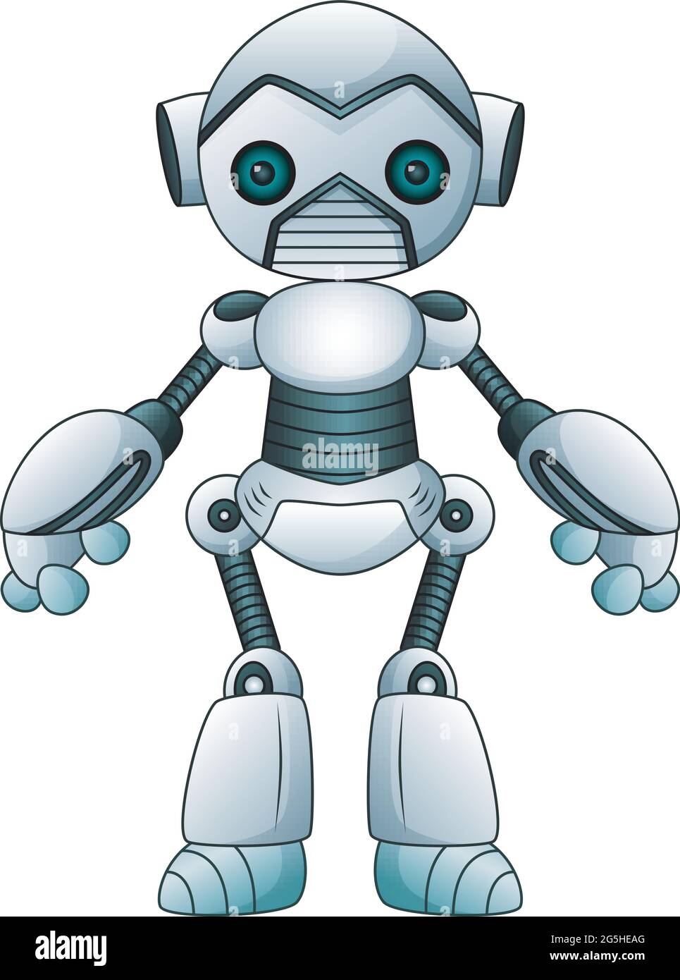 Cute Robot with heart. Cartoon Science Technology Concept Isolated