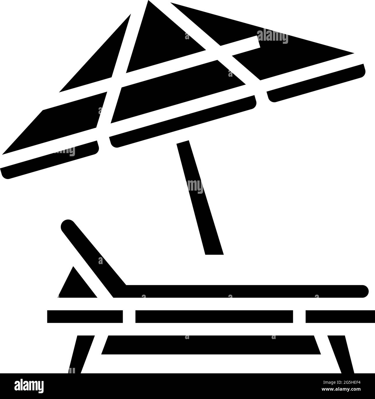 deck chair with umbrella glyph icon vector illustration Stock Vector ...