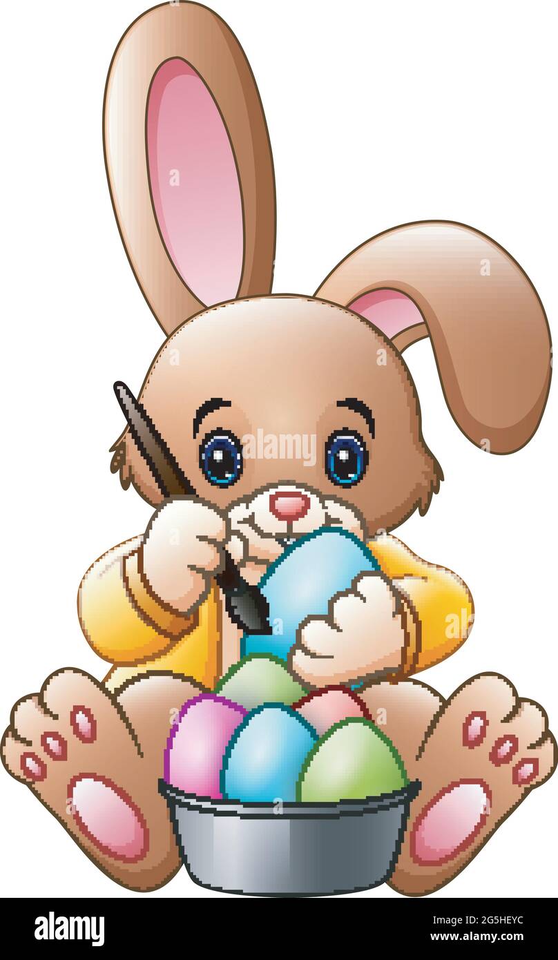 Cartoon rabbit painting an eggs Stock Vector Image & Art - Alamy