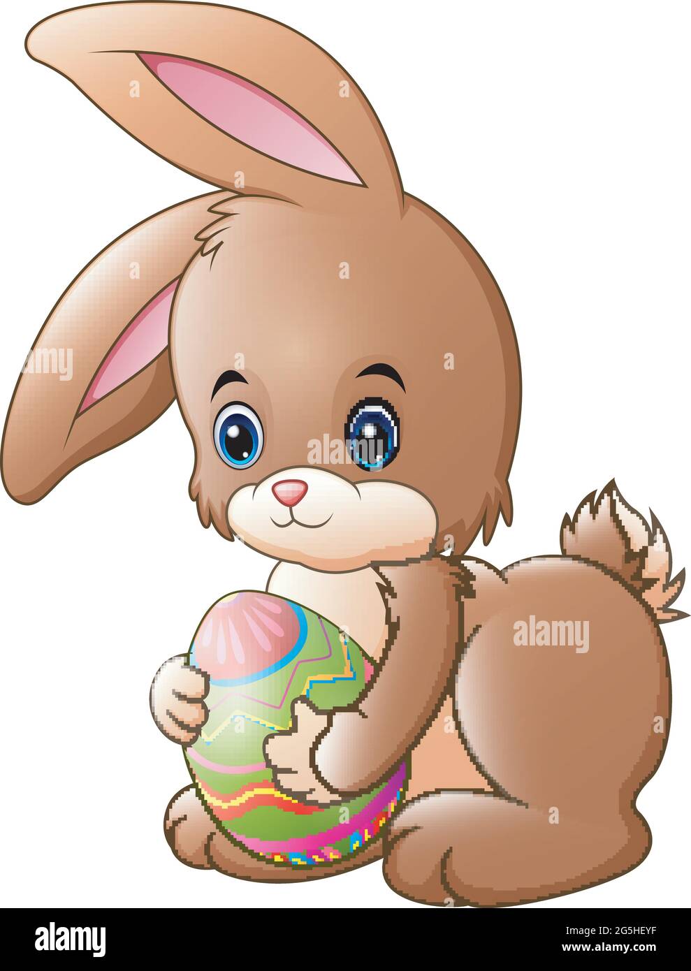 Cute little bunny holding decorated easter egg Stock Vector Image & Art ...