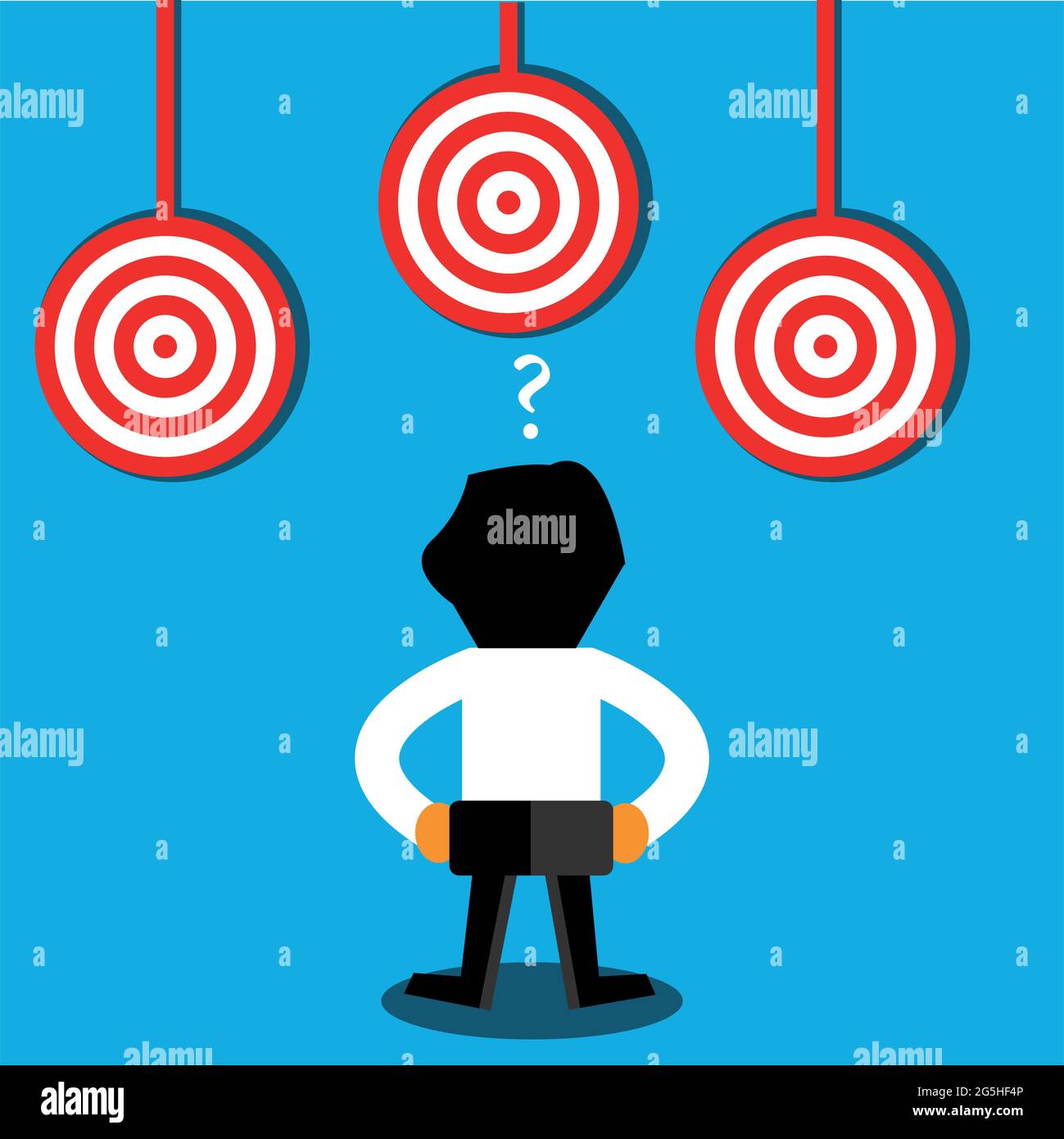 Red target icon and business man. This theme template is showing the ...