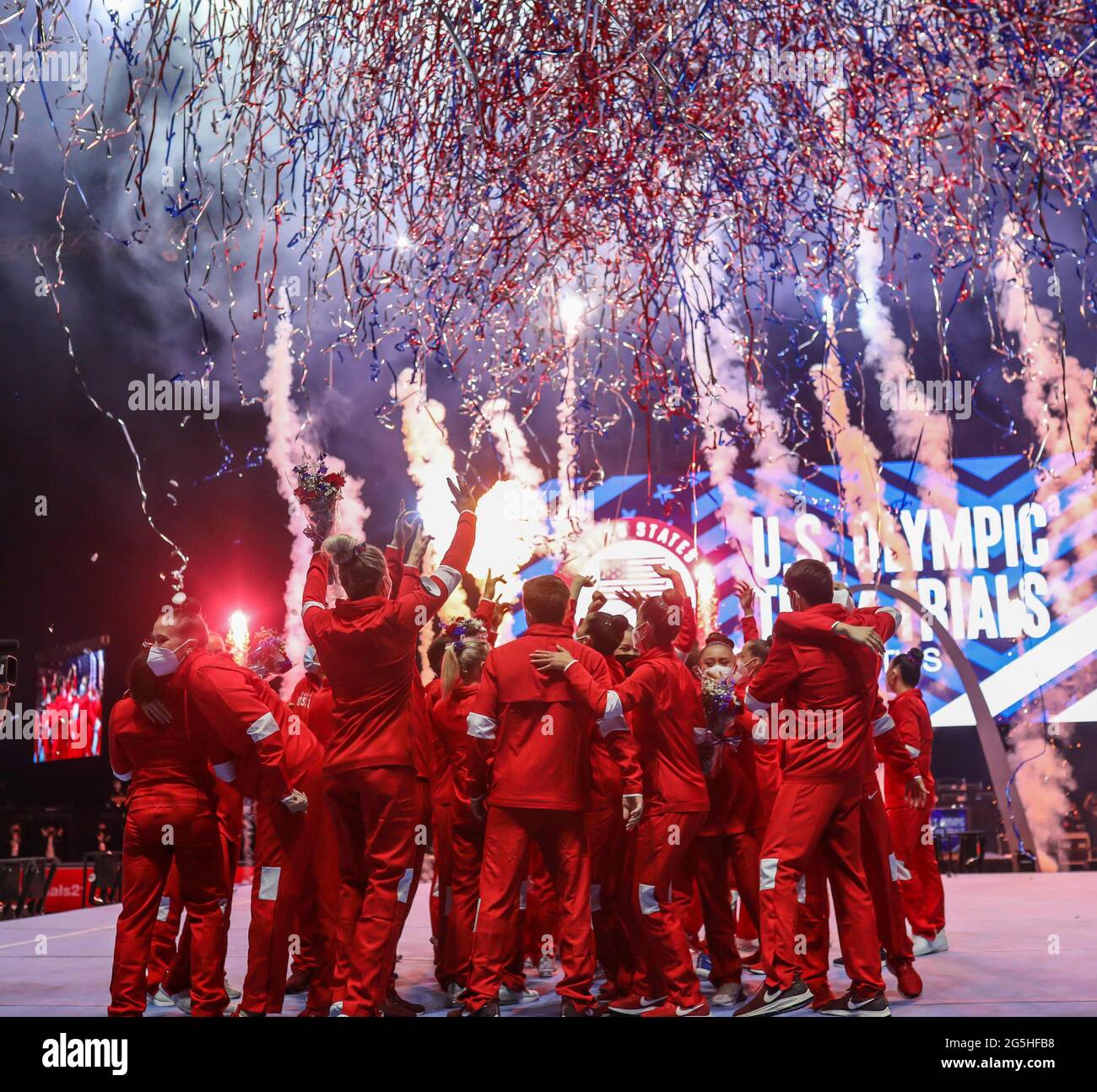 St Louis, USA. The U.S. 27th June, 2021. gymnastics Olympic team is ...
