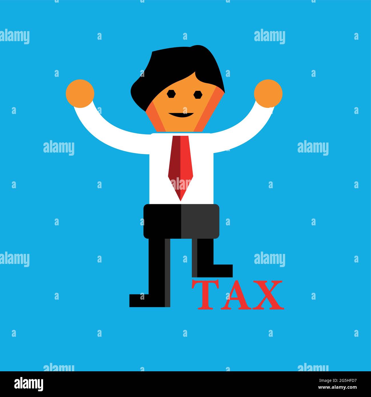 Office Worker stepped on tax. The Vector Illustration is showing the concept of reduce taxes. Stock Vector