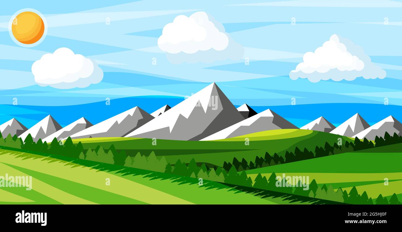 Landscape of Mountains and Green Hills Stock Vector Image & Art - Alamy
