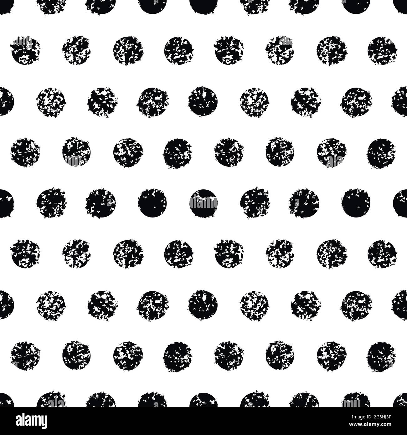 Grunge polka dot seamless pattern. White and black background. Vector texture. Stock Vector