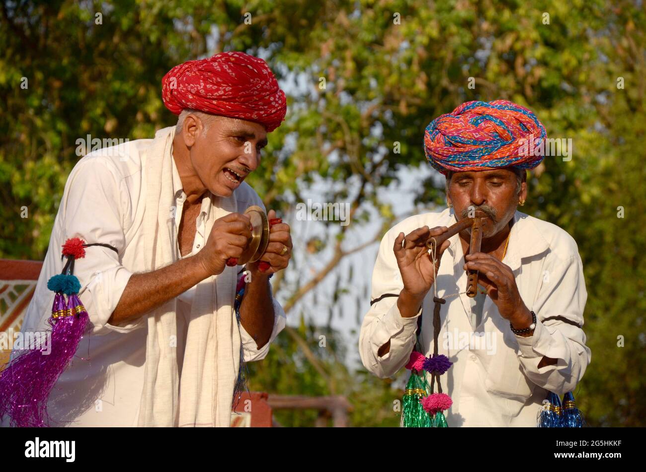 Chokhi Dhani, Pune, India April 16, 2016, Rajasthani folk artist with
