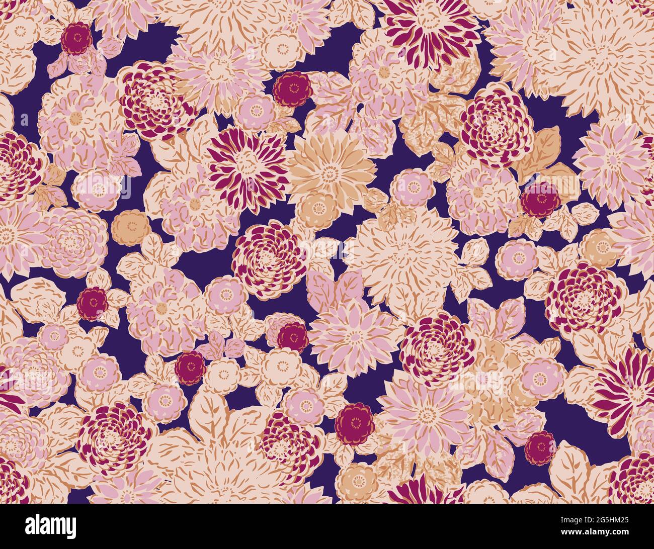 Vintage style floral seamless pattern design, shabby chic flowers ...