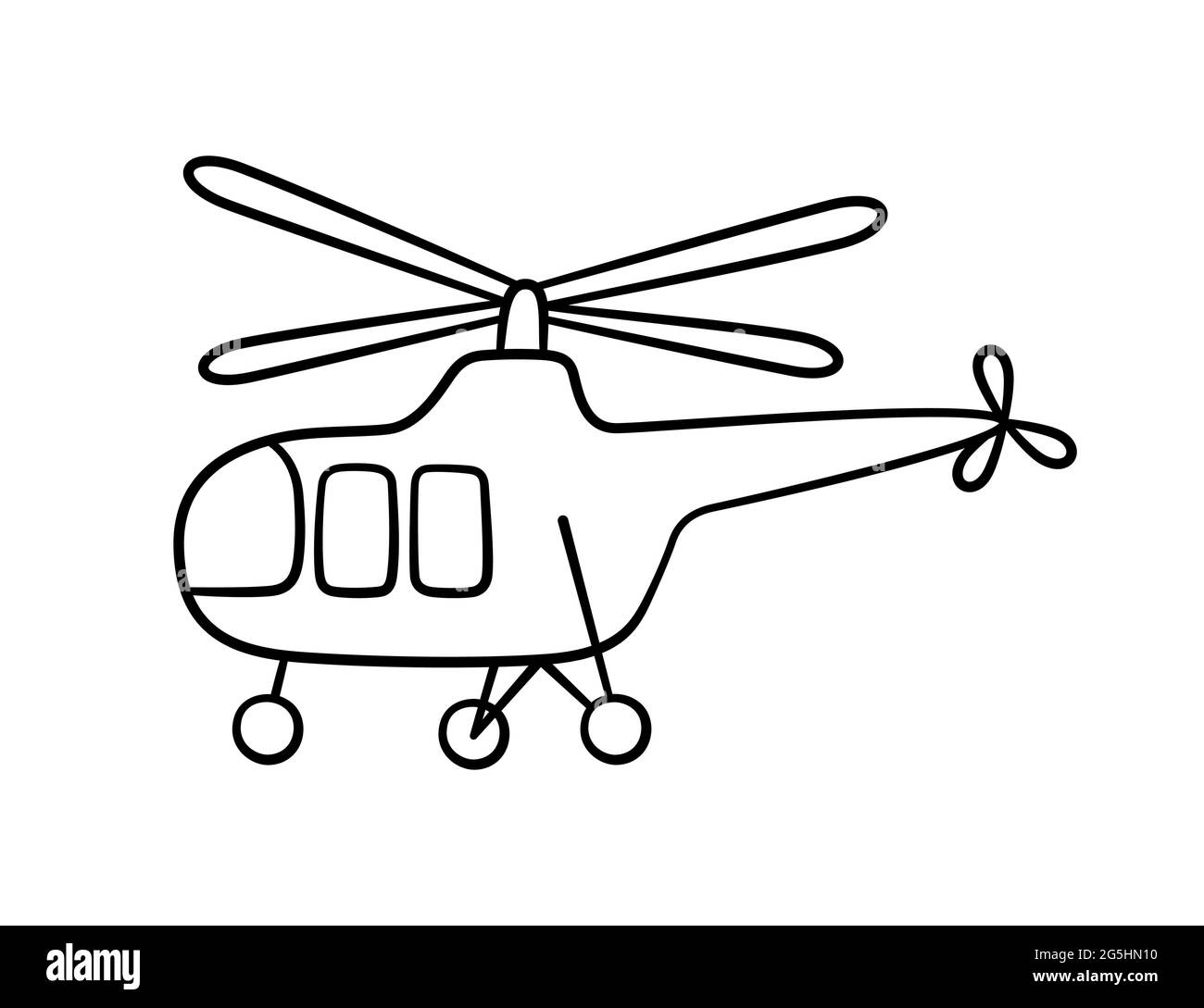 Hand drawn helicopter. Children drawing of helicopter. Vector ...