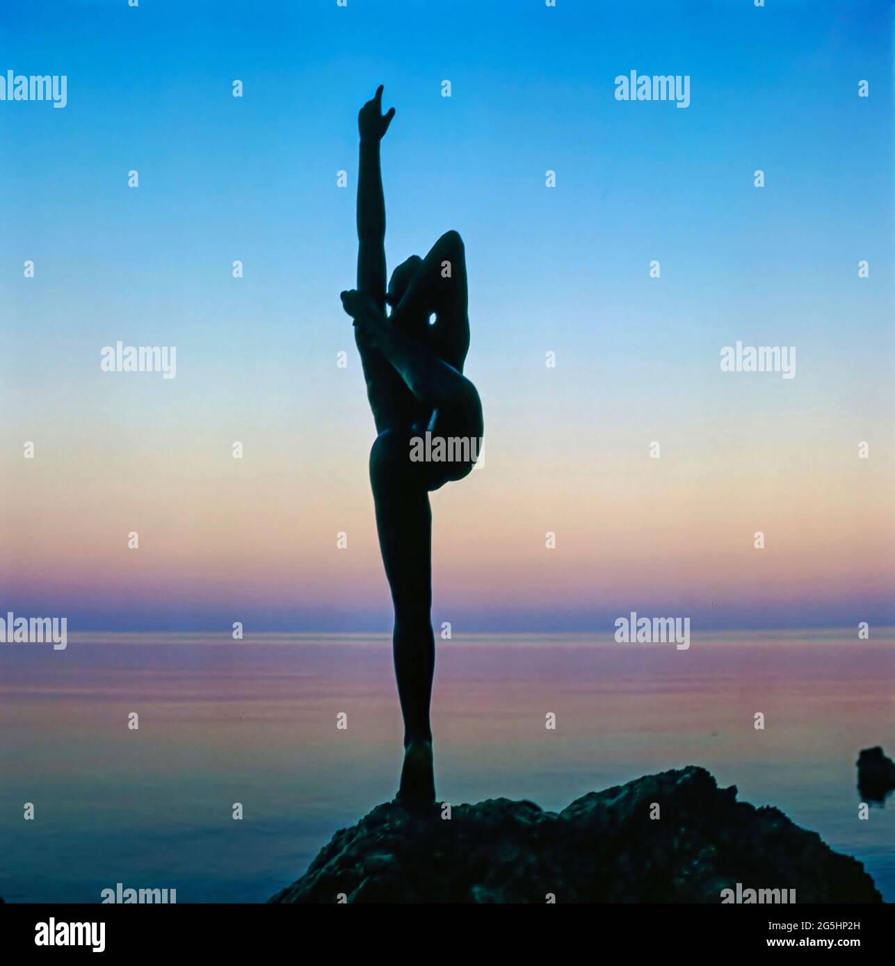 Bronze statue of a ballerina on the Mogren beach. Budva, Montenegro Stock Photo