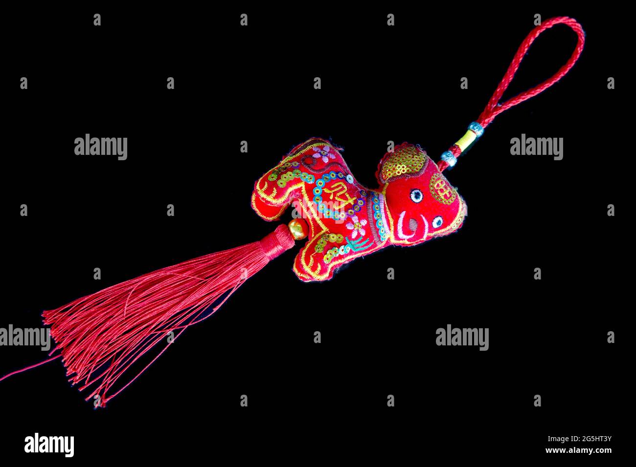 Lucky Chinese ornament on black isolated. Stock Photo