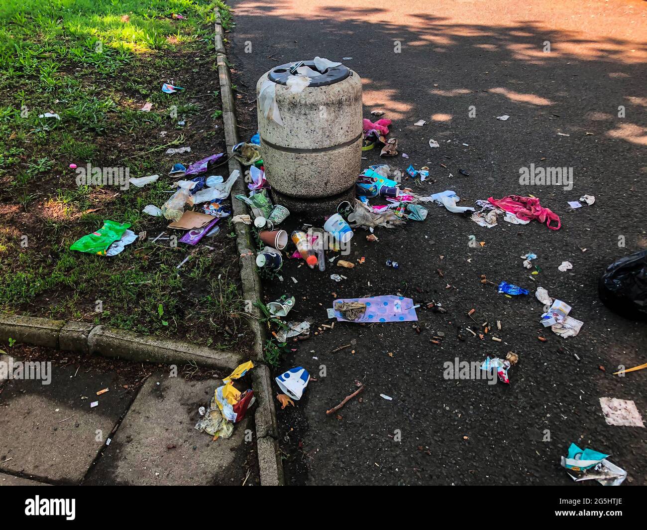 trash can in a public park Stock Photo