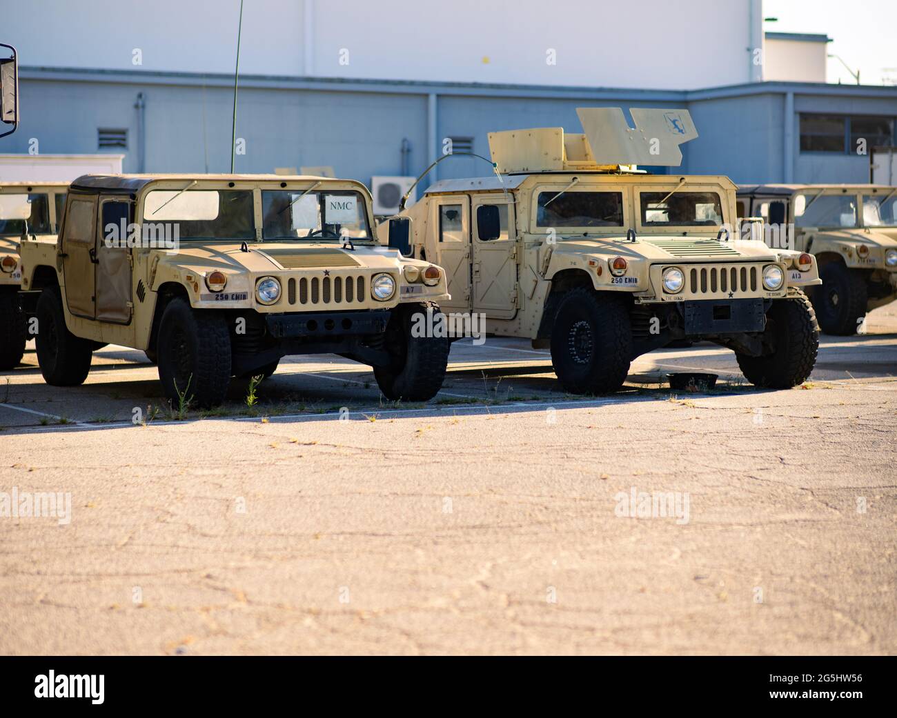 Military Vehicles in a parking lot Stock Photo Alamy