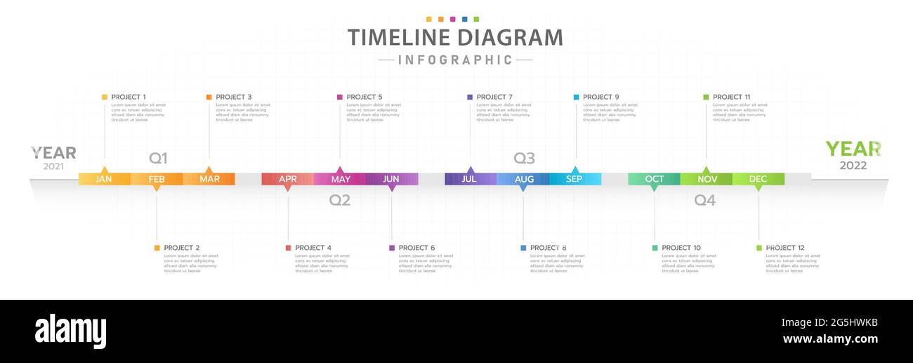 Infographic template for business. 12 Months modern Timeline diagram ...