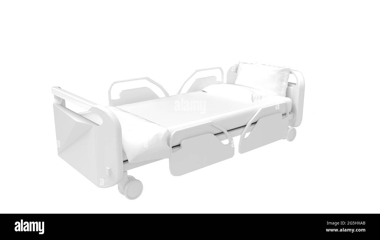 3D rendering of a hospital bed isolated on a white background Stock Photo