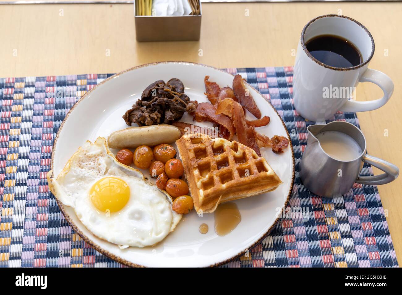Western style breakfast set on the table Stock Photo Alamy