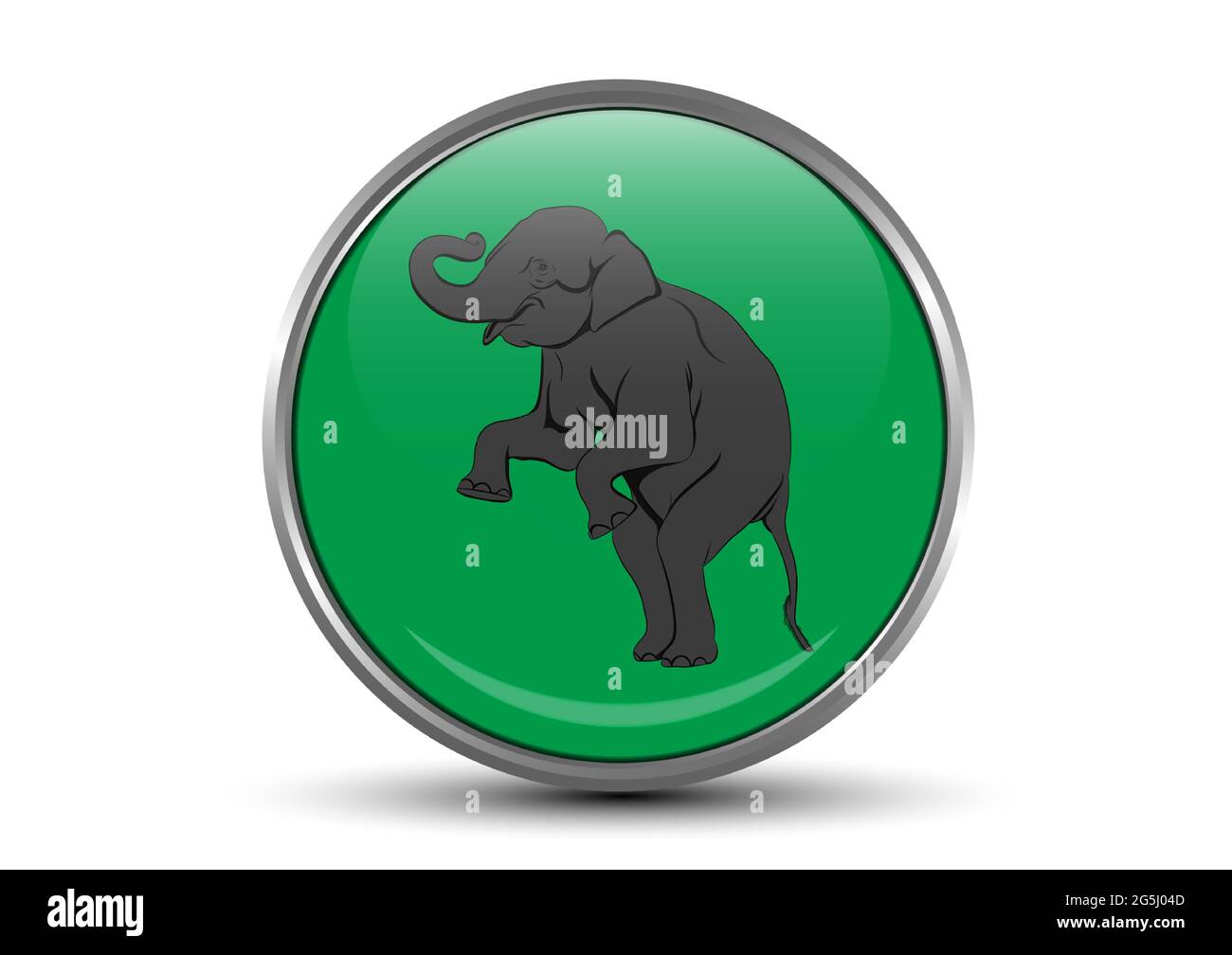 Elephant Asia Standing In Green Circle Logo Isolated White Background Elephant Asia Standing In Green Circle Logo Isolated White Background