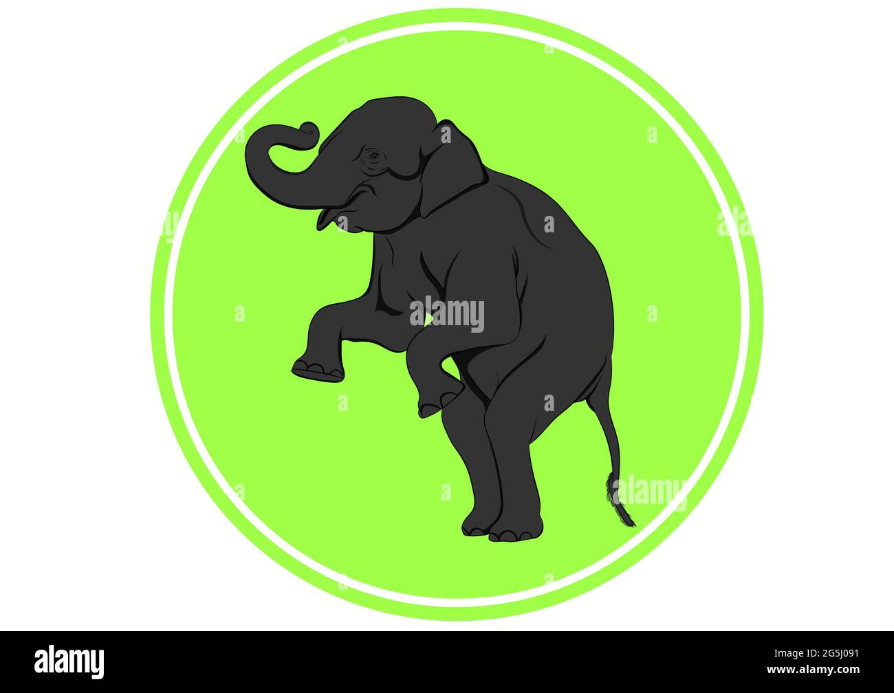 Elephant Asia Standing In Green Circle Logo Isolated White Background Elephant Asia Standing In Green Circle Logo Isolated White Background