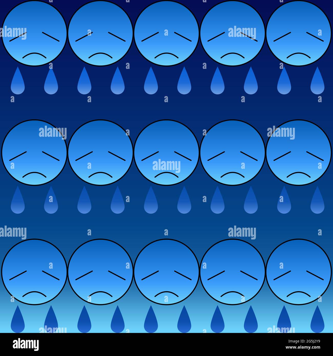 Sad emotional face in blue with teardrop 04 Stock Vector