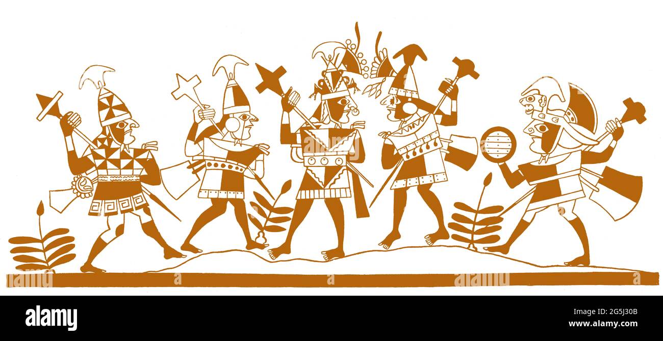 Pottery design, Inca Warriors, 1530s Stock Photo