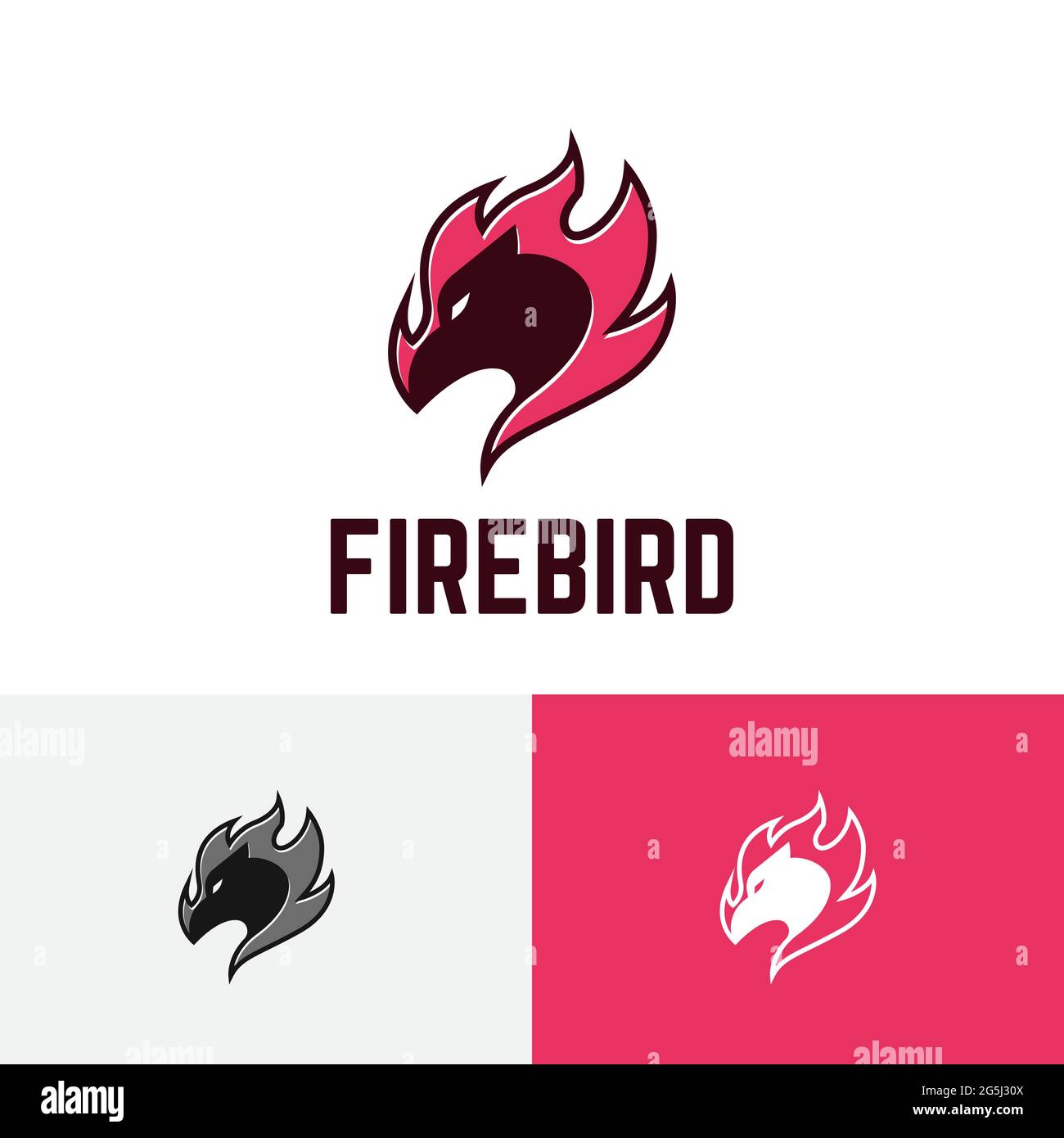 Fire Bird Phoenix Spirit Hot Flame Modern Logo Stock Vector