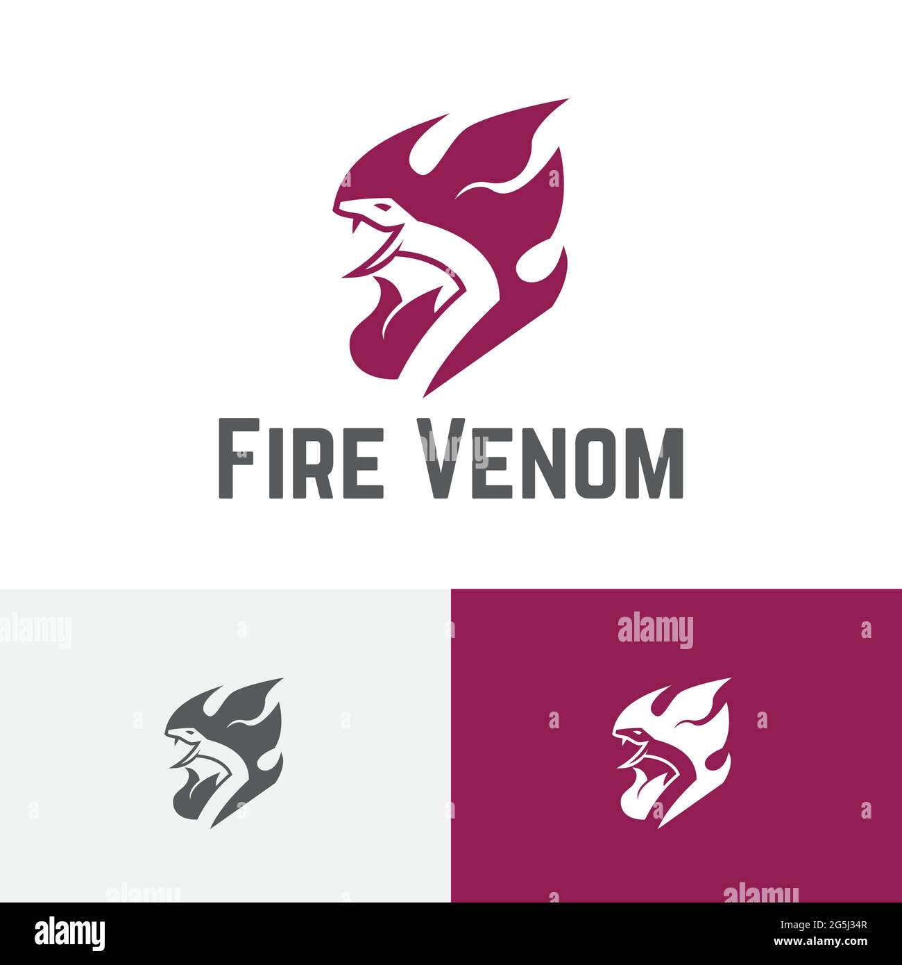 Fire Flame Venom Poisonous Snake Serpent Logo Stock Vector